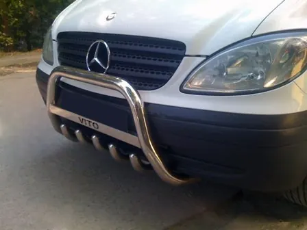 Кенгурятник WT003/004 (нерж.) 60мм, з написом для Mercedes Viano 2004-2014 рр — Mercedes Viano 2004-2014 гг. DianaParts