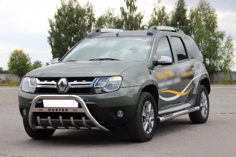 Кенгурятник з написом WT004 (нерж.) для Renault Duster 2008-2017 рр — Renault Duster 2008-2017 гг. DianaParts